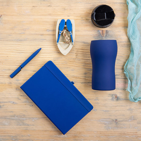Набор подарочный SILKYWAY: термокружка, блокнот, ручка, коробка, стружка, темно-синий - купить оптом