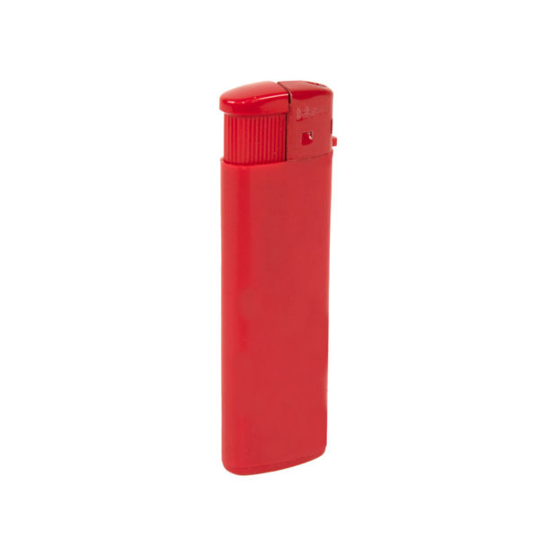Зажигалка пьезо ISKRA, красная, 8,24х2,52х1,17 см, пластик/тампопечать - купить оптом
