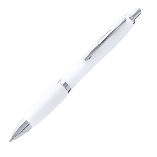 Ручка шариковая FLOM, белый, антибактериальный пластик, 14 см - купить оптом