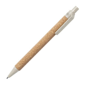 Ручка шариковая YARDEN, бежевый, натуральная пробка, пшеничная солома, ABS пластик, 13,7 см - купить оптом