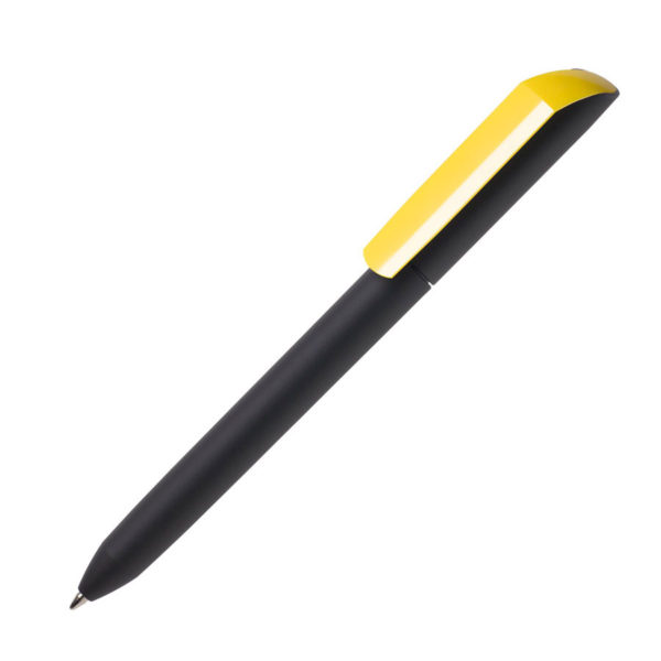 Ручка шариковая FLOW PURE, покрытие soft touch, желтый, пластик - купить оптом