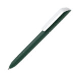 Ручка шариковая FLOW PURE, покрытие soft touch, белый клип, темно-зеленый, пластик