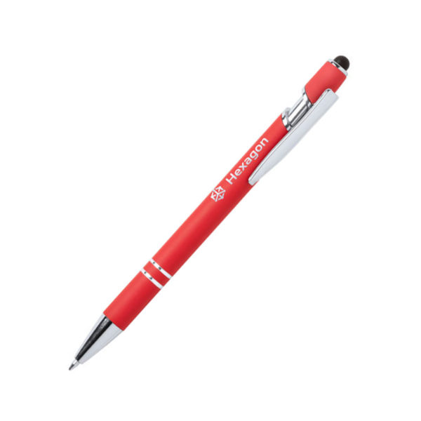 LEKOR, ручка шариковая со стилусом, красный, металл - купить оптом