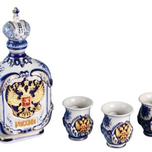 Набор «Россия»: штоф для водки с тремя стопками - купить оптом