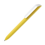 Ручка шариковая FLOW PURE, покрытие soft touch, белый клип, желтый, пластик