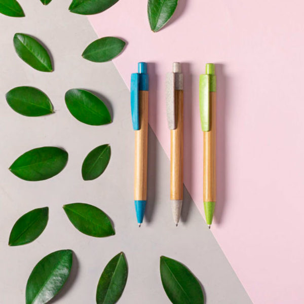SYDOR, ручка шариковая, светло-зеленый, бамбук, пластик с пшеничной соломой - купить оптом