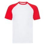 Футболка "Short Sleeve Baseball T", белый с красным_XL, 100% х/б, 160 г/м2 - купить оптом