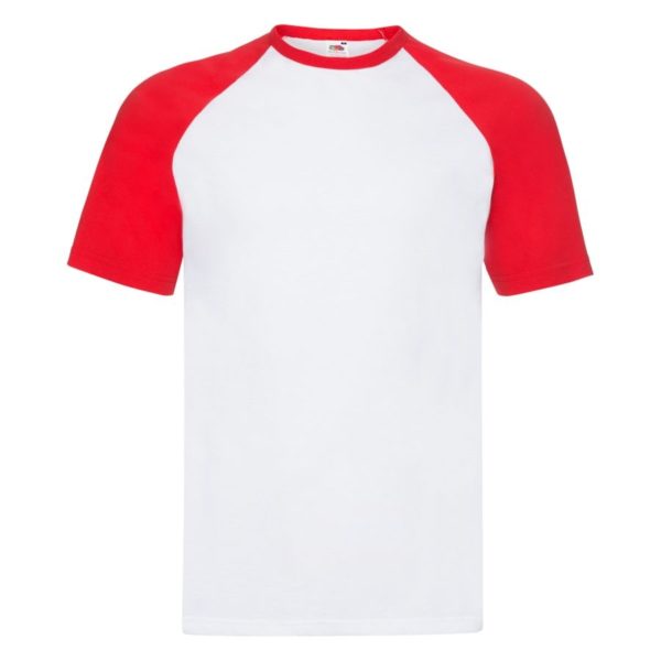 Футболка "Short Sleeve Baseball T", белый с красным_L, 100% х/б, 160 г/м2 - купить оптом