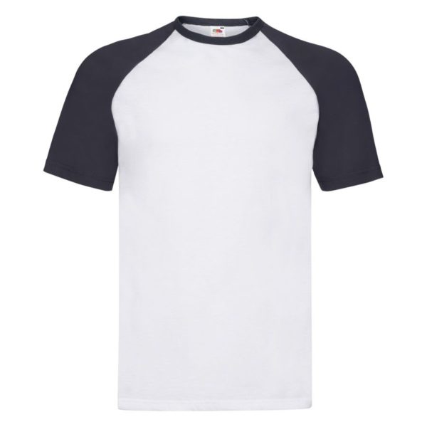 Футболка "Short Sleeve Baseball T", белый с глубоким темно-синим_XL, 100% х/б, 160 г/м2 - купить оптом