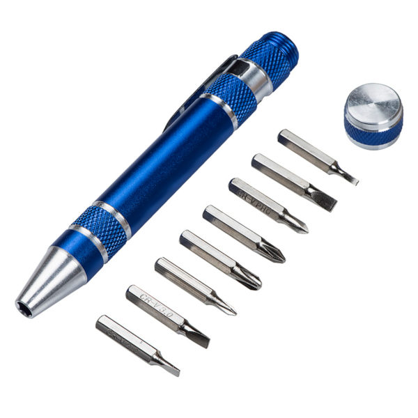 Набор из 8 отверток  "MULTIPEN" ,  синий, 11х1,5 см, металл - купить оптом