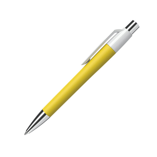 Ручка шариковая MOOD, покрытие soft touch, желтый, пластик, металл - купить оптом