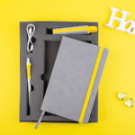 Набор  FANCY:Универсальный аккумулятор(2200мAh), блокнот и ручка в подарочной коробке,желтый, шт, фото 9