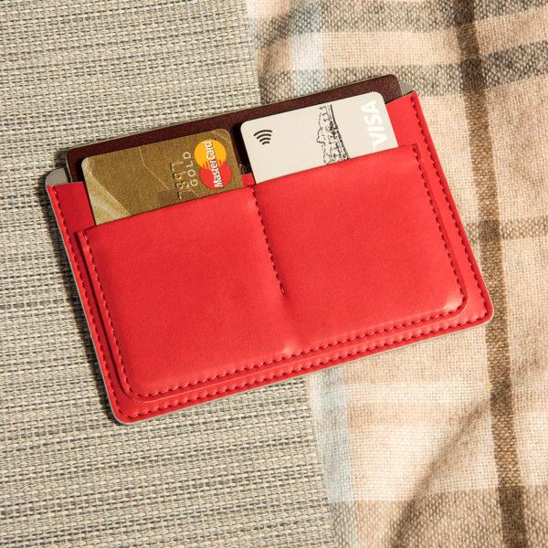 Холдер для паспорта и карт "Emotion", 10*14 см, PU, красный с серым - купить оптом