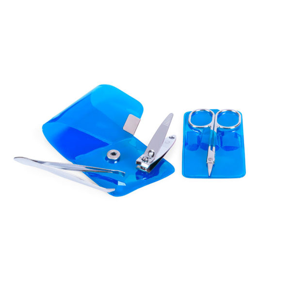 Маникюрный набор SILTON: ножницы, щипчики, пинцет, синий, 5.7 x 10.1 x 1.4 см,  ПВС, нерж. сталь - купить оптом