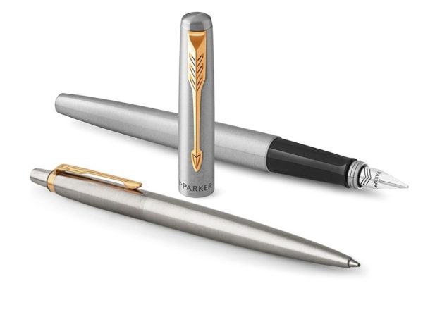 Набор Parker «Jotter Core Stainless Steel GT»: ручка шариковая, ручка перьевая - купить оптом