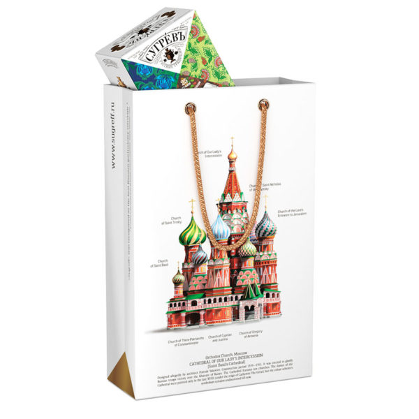 Коллекция из 6 чаёв в подарочном саше с иллюстрацией собора Василия Блаженного - купить оптом