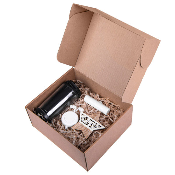 Подарочный набор EASE: наушники, зарядное устройство, термокружка, украшение,  коробка, стружка - купить оптом
