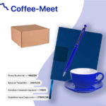 Набор подарочный COFFEE-MEET: бизнес-блокнот, ручка, чайная/кофейная пара, коробка, стружка, красный - купить оптом