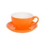 Набор подарочный COFFEE-MEET: бизнес-блокнот, ручка, чайная/кофейная пара, коробка,стружка,оранжевый, фото 3