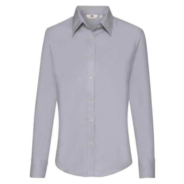 Рубашка "Lady-Fit Long Sleeve Oxford Shirt", светло-серый_M, 70% х/б, 30% п/э, 135 г/м2 - купить оптом