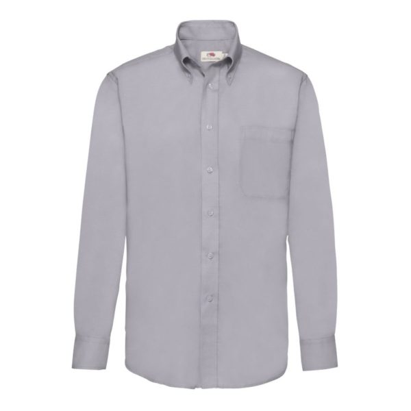 Рубашка "Long Sleeve Oxford Shirt", светло-серый_M, 70% х/б, 30% п/э, 135 г/м2 - купить оптом