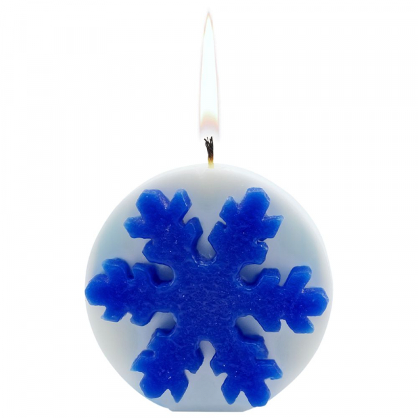 Свеча «Снежинка», белая с синим - купить оптом