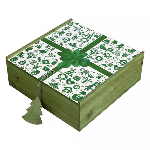 Коробка деревянная, зеленая - купить оптом