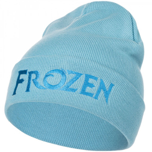 Шапка детская с вышивкой Frozen, голубая - купить оптом