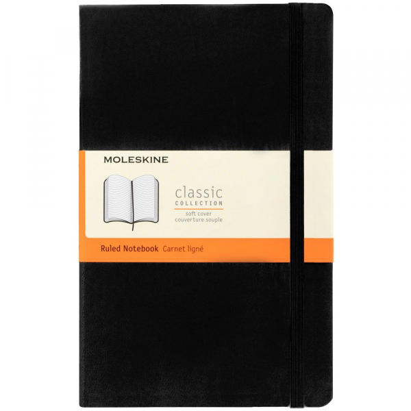 Записная книжка Moleskine Classic Large, в линейку, черная - купить оптом