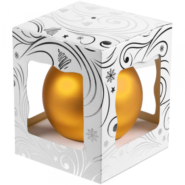 Елочный шар Gala Night Matt в коробке с тиснением, золотистый, 8 см - купить оптом