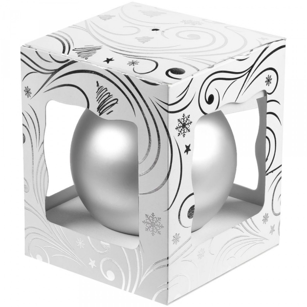 Елочный шар Gala Night Matt в коробке с тиснением, серебристый, 8 см - купить оптом