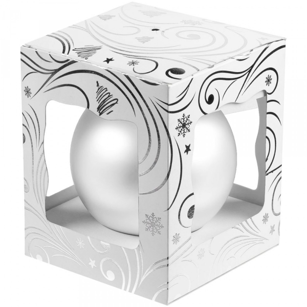 Елочный шар Gala Night Matt в коробке с тиснением, белый, 8 см - купить оптом