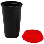 Стакан с крышкой Color Cap Black, черный с красным, фото 1