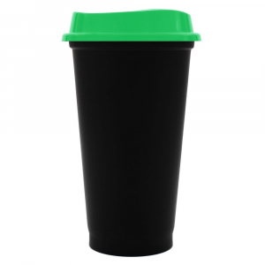 Стакан с крышкой Color Cap Black, черный с зеленым - купить оптом