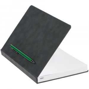 Ежедневник Magnet Chrome с ручкой, серый с зеленым - купить оптом