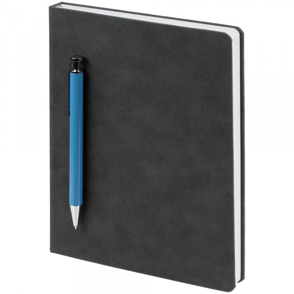 Ежедневник Magnet с ручкой, серый с голубым - купить оптом