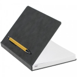 Ежедневник Magnet с ручкой, серый с желтым, фото 1