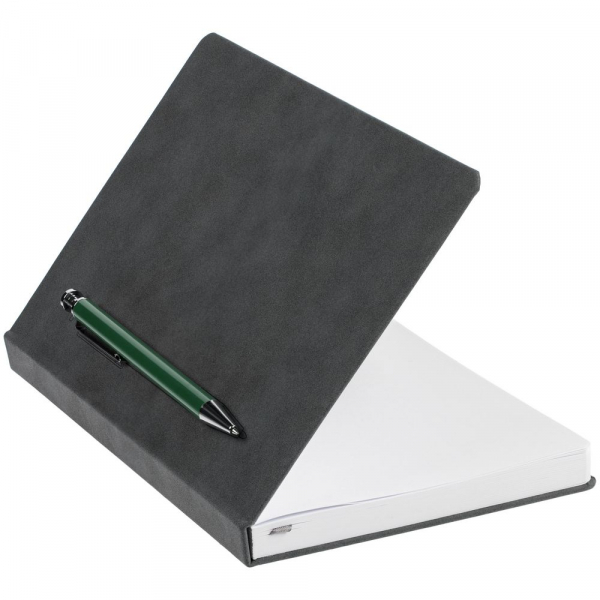 Ежедневник Magnet с ручкой, серый с зеленым - купить оптом