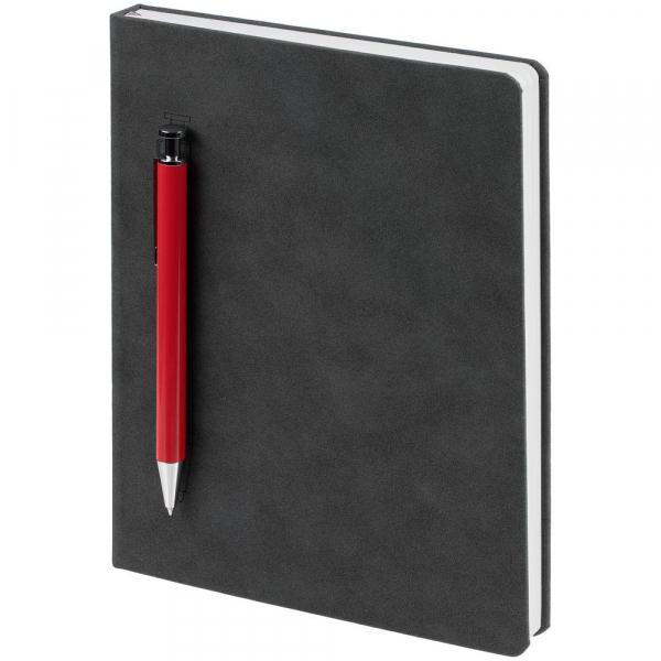 Ежедневник Magnet с ручкой, серый с красным - купить оптом