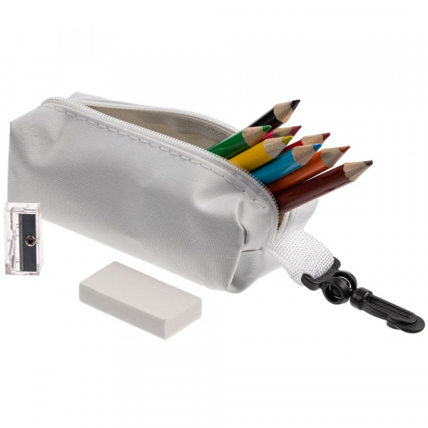 Набор Hobby с цветными карандашами, ластиком и точилкой, белый - купить оптом