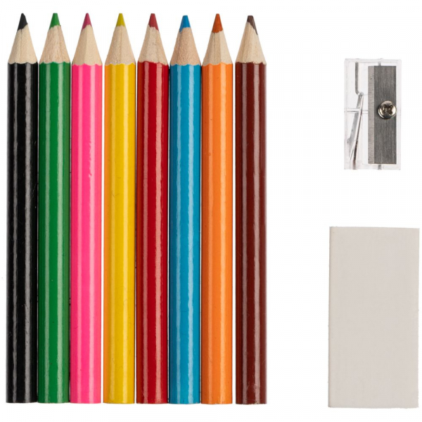 Набор Hobby с цветными карандашами, ластиком и точилкой, белый - купить оптом