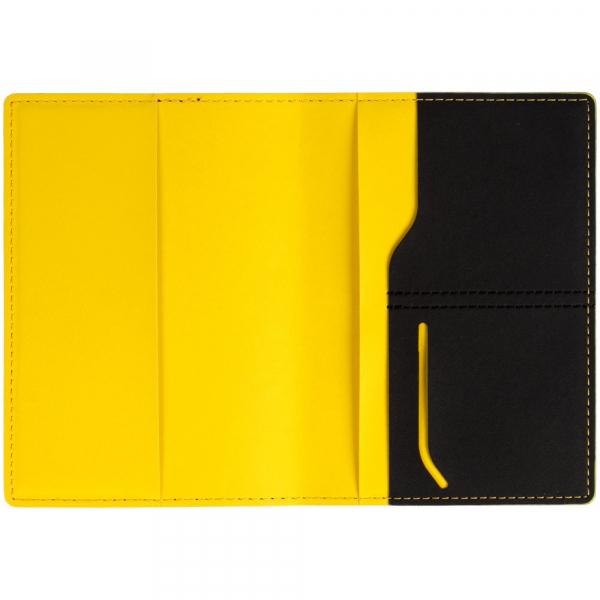 Обложка для паспорта Multimo, черная с желтым - купить оптом