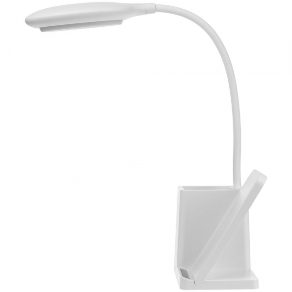 Лампа с органайзером и беспроводной зарядкой writeLight, белая - купить оптом