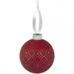 Елочный шар Chain с лентой, 8 см, красный - купить оптом