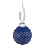 Елочный шар Queen с лентой, 8 см, синий