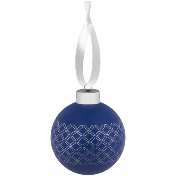 Елочный шар Queen с лентой, 8 см, синий - купить оптом