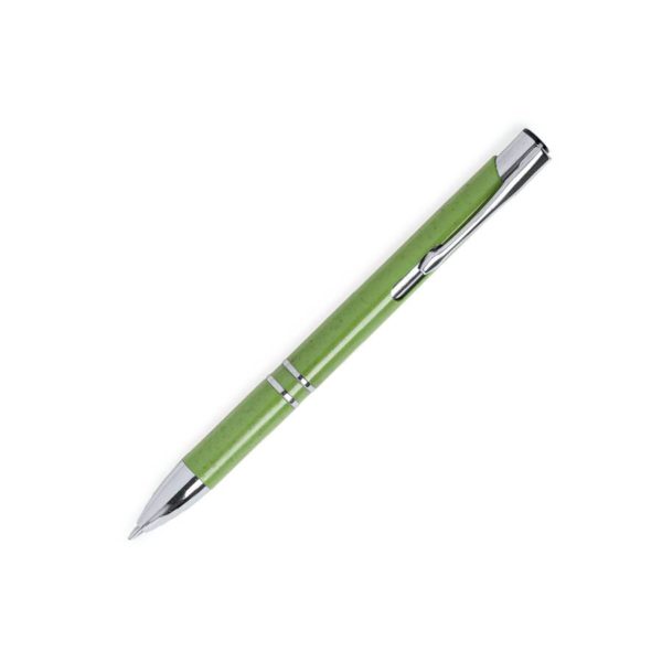 Ручка шариковая NUKOT, зеленый,  пластик со стружкой пшеничной соломы, хром, синие чернила - купить оптом