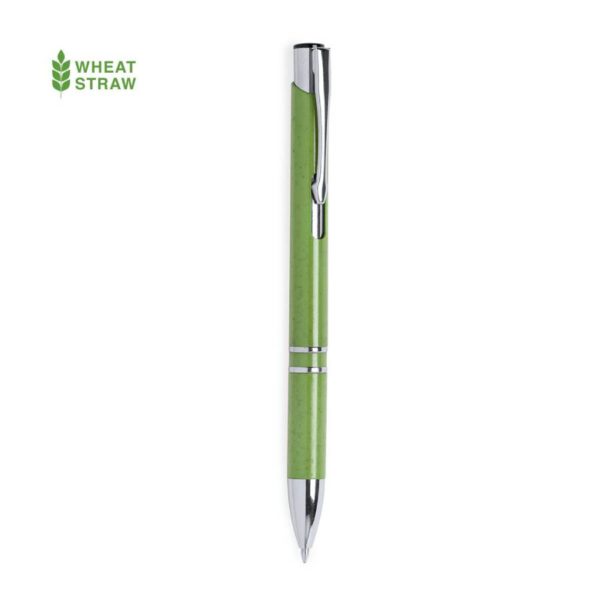 Ручка шариковая NUKOT, зеленый,  пластик со стружкой пшеничной соломы, хром, синие чернила - купить оптом