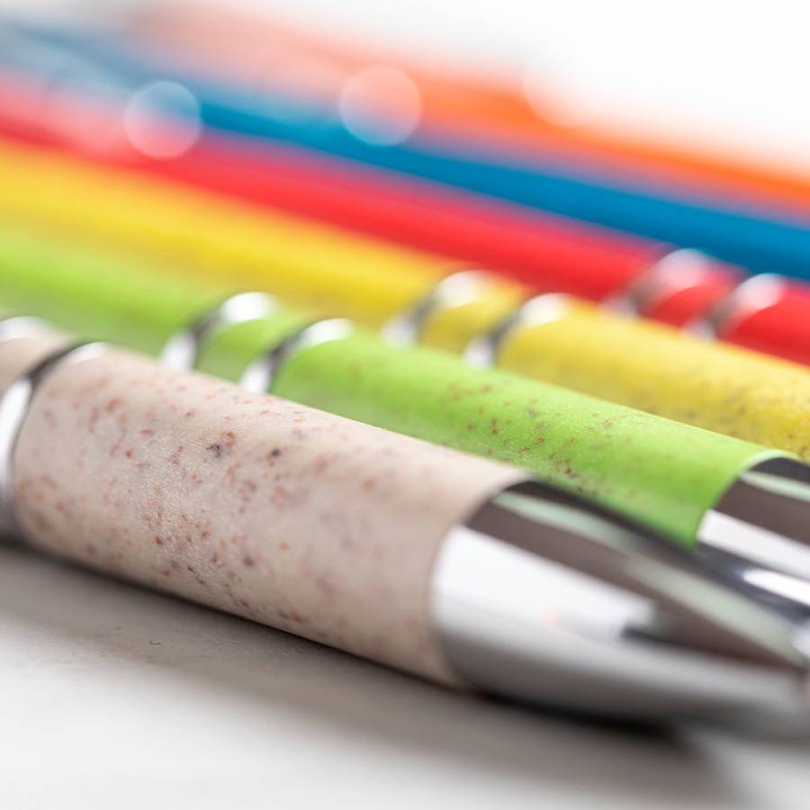 Ручка шариковая NUKOT, зеленый,  пластик со стружкой пшеничной соломы, хром, синие чернила, фото 2