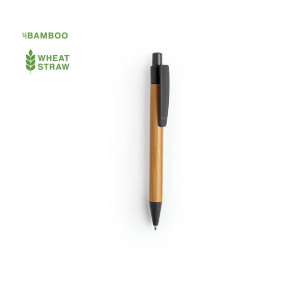SYDOR, ручка шариковая, черный, бамбук, пластик с пшеничной соломой - купить оптом